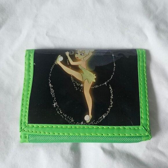Vintage deadstock tinkerbell green black wallet - Picture 1 of 4